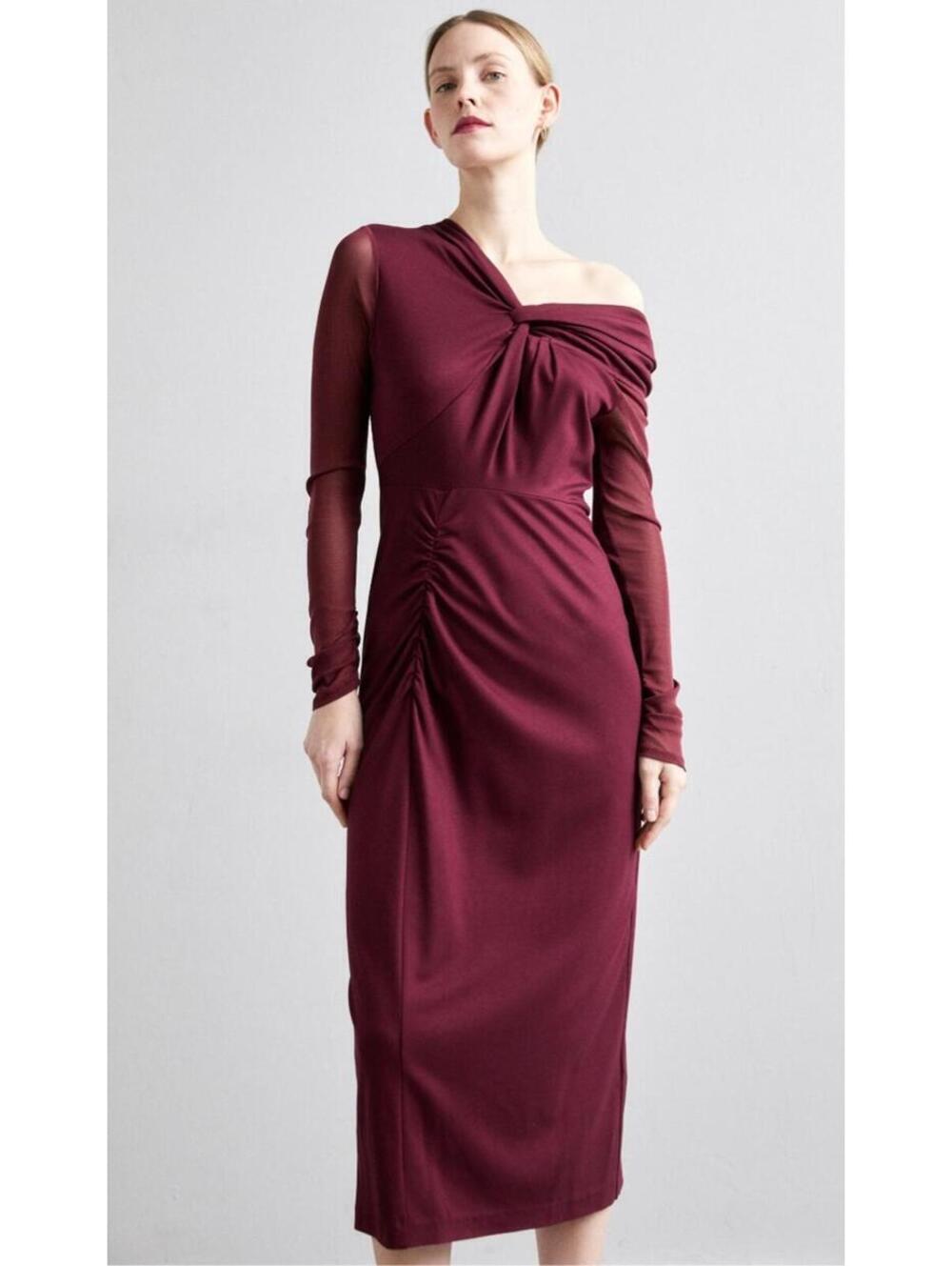 DVF Diane von Furstenberg Rich Dress Stretchy Burgundy Bodycon Cocktail Dress XS